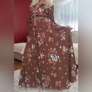 Brown Floral Maxi Dress